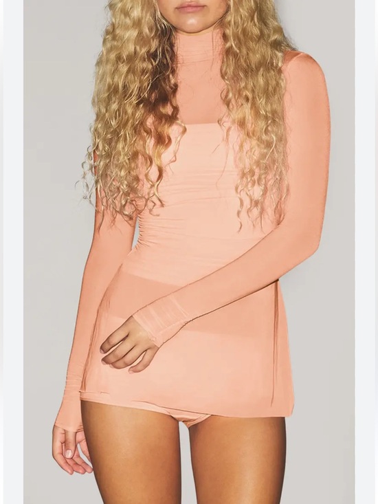 SKIMS Other - SKIMS Sheer Long Sleeve Tunic in Soft Peach